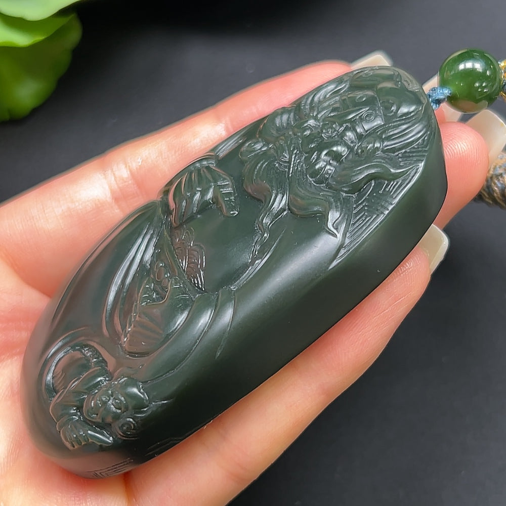 Hetian Jade Zhong Kui Pendant with Rope