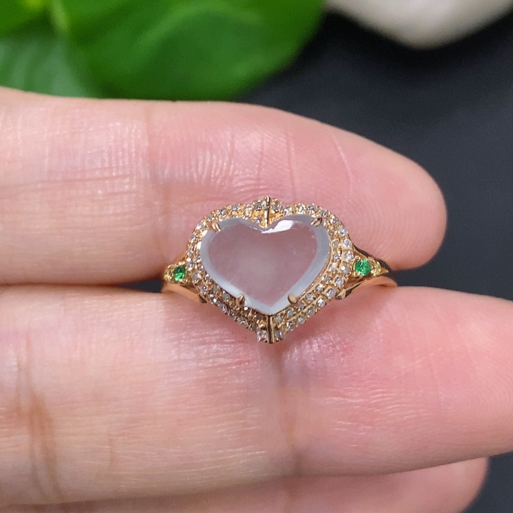 Jadeite and Diamond (Colorless) Ring in 18k Gold