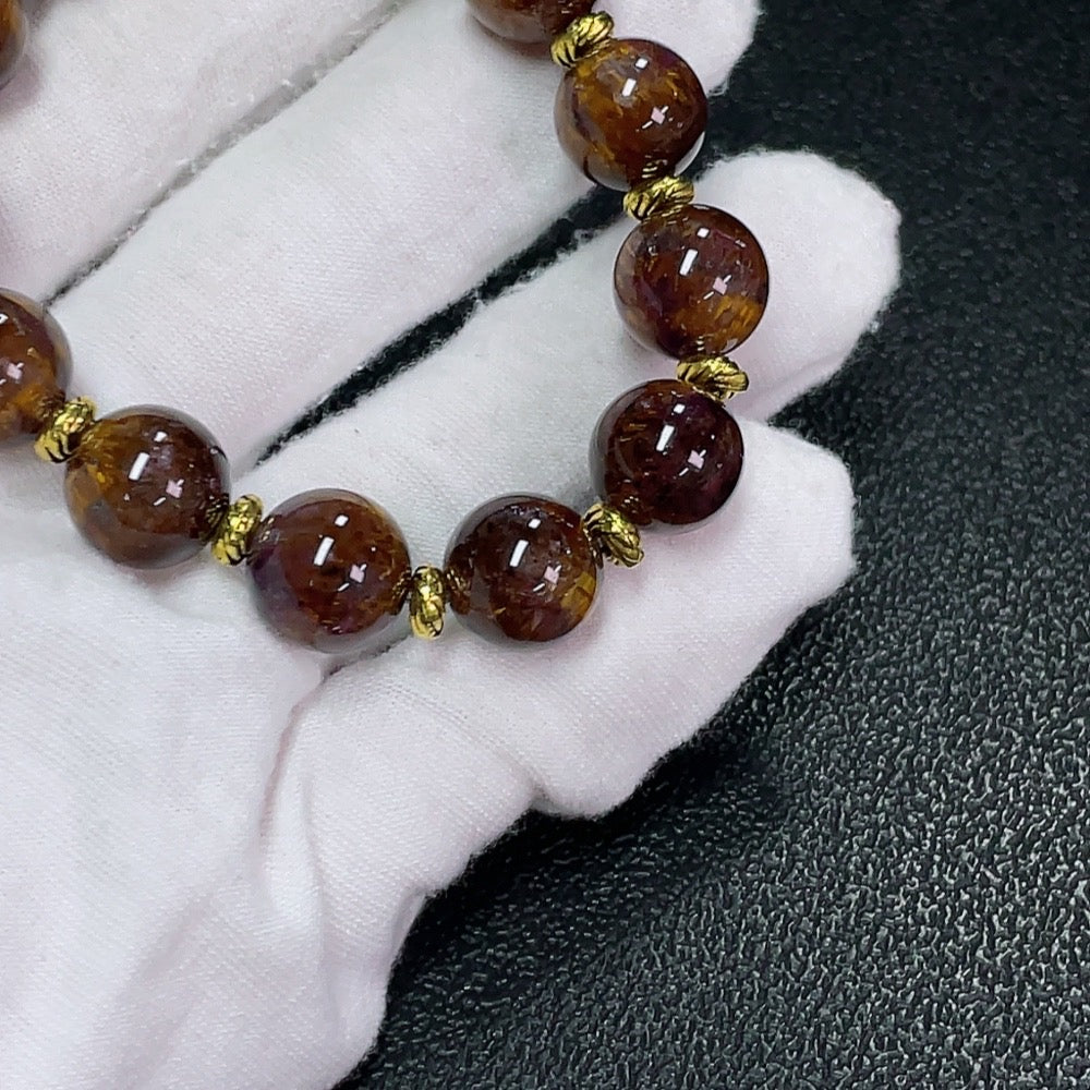 HKHQ gemstone crystal bracelet with non-gold setting, 12mm stones, approximately 36.09g, showcasing sparkling gemstone beads.
