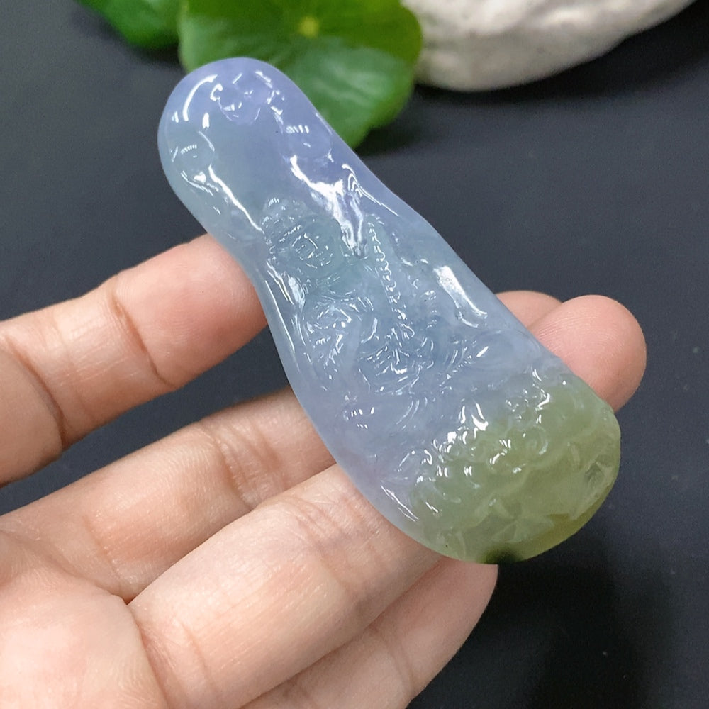 Jadeite Pendant Manjushri Bodhisattva Total Weight 22.180g