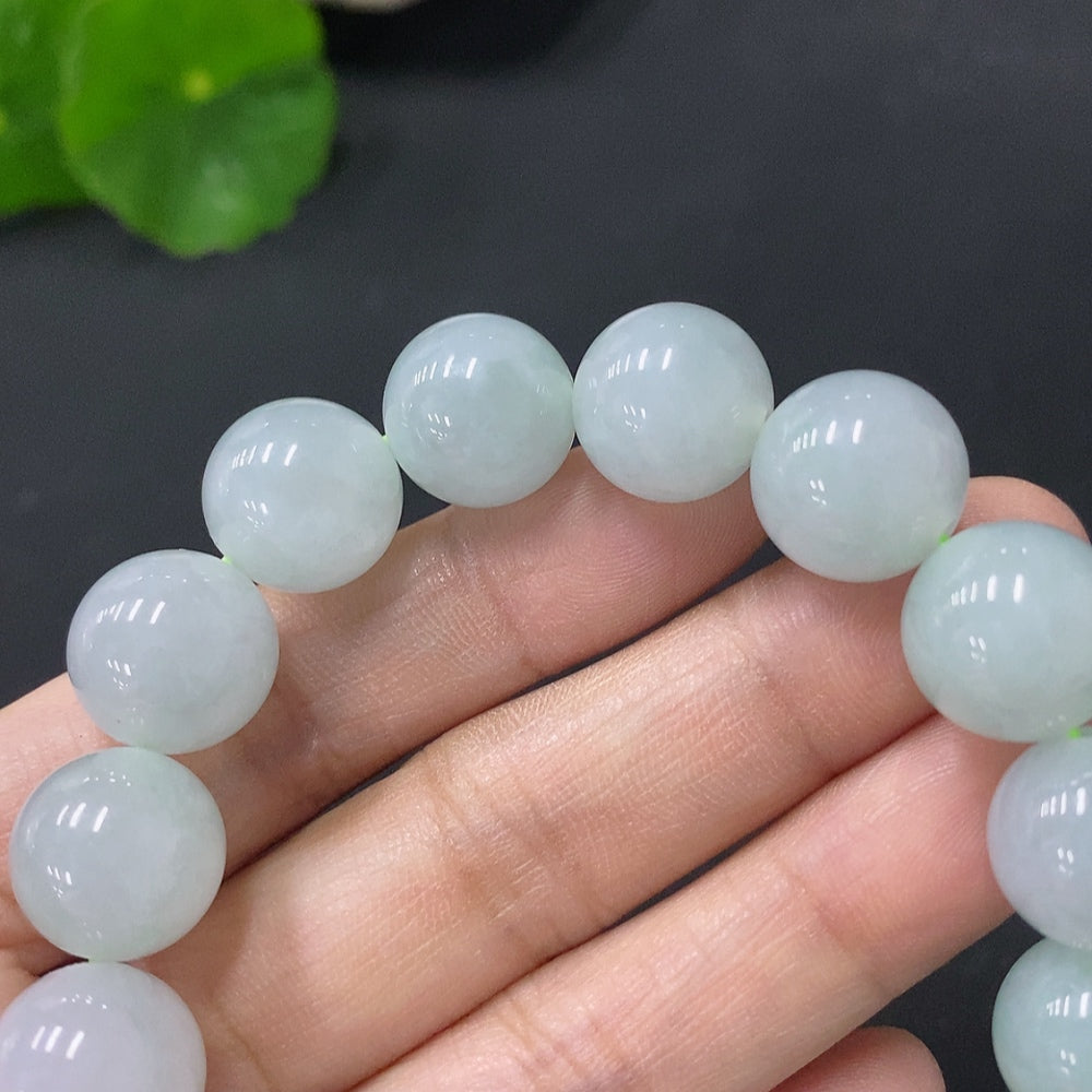 Jadeite Beads Bracelet Approx.12.5mm Total Weight 53.42g