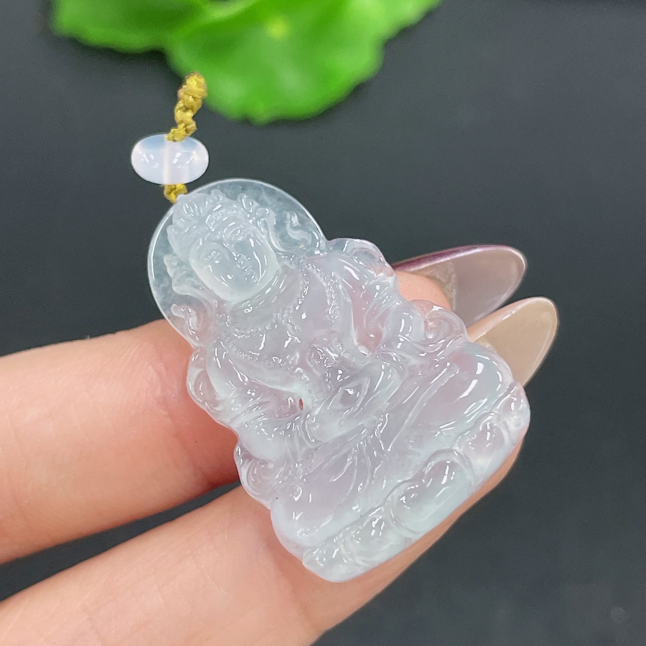 Jadeite Pendant Guanyin with Non-A Beads . | Huiliu Certified
