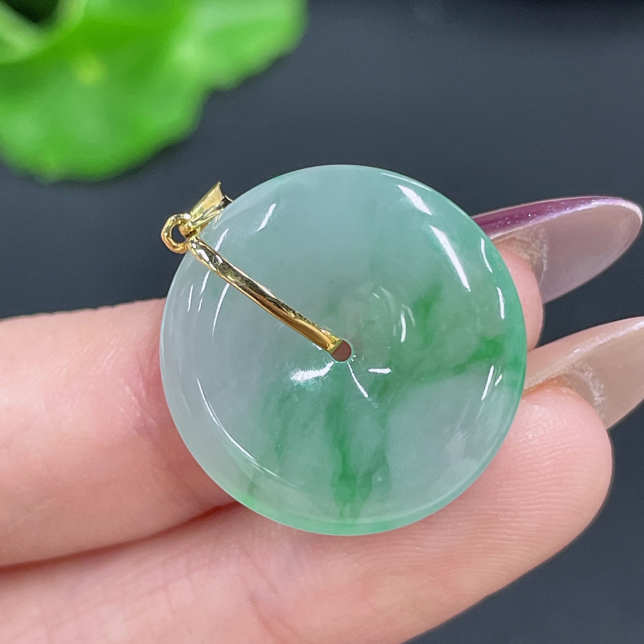 Jadeite Pendant Peace Buckle 18k Buckle Head Total Weight Approx. 3.86g