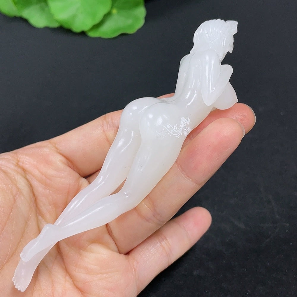 HKHQ Hetian Jade pendant necklace featuring a national beauty and heavenly fragrance, showcasing intricate jade craftsmanship.