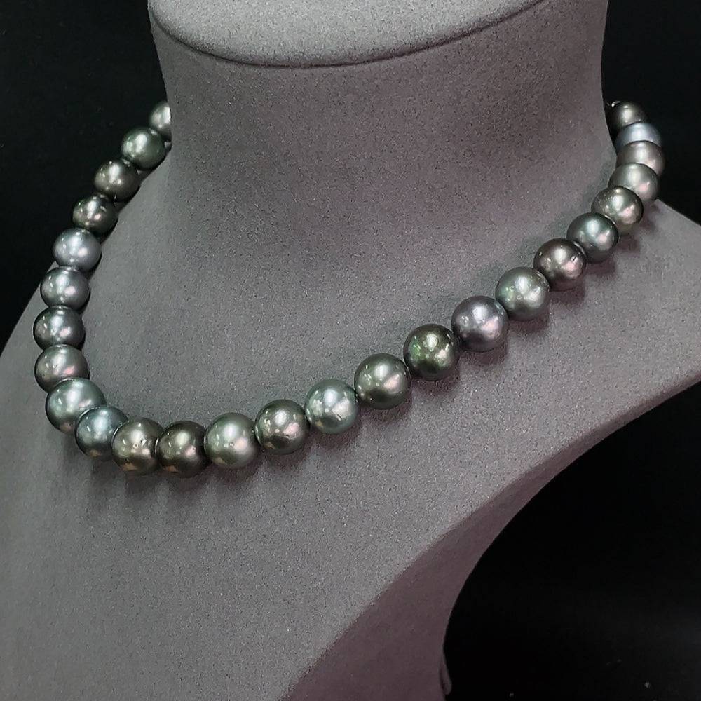 HUILIU HQ seawater pearl necklace with 80.1g weight, 11.1-13.4mm pearls, non-gold, elegant jewelry piece.