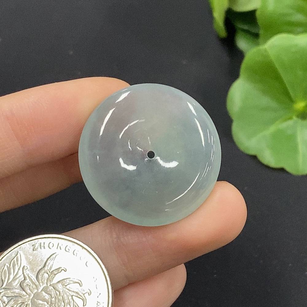 Huiliu Jadeite Safety Buckle Pendant made of polished green jade, featuring a smooth, carved design with a safety clasp.