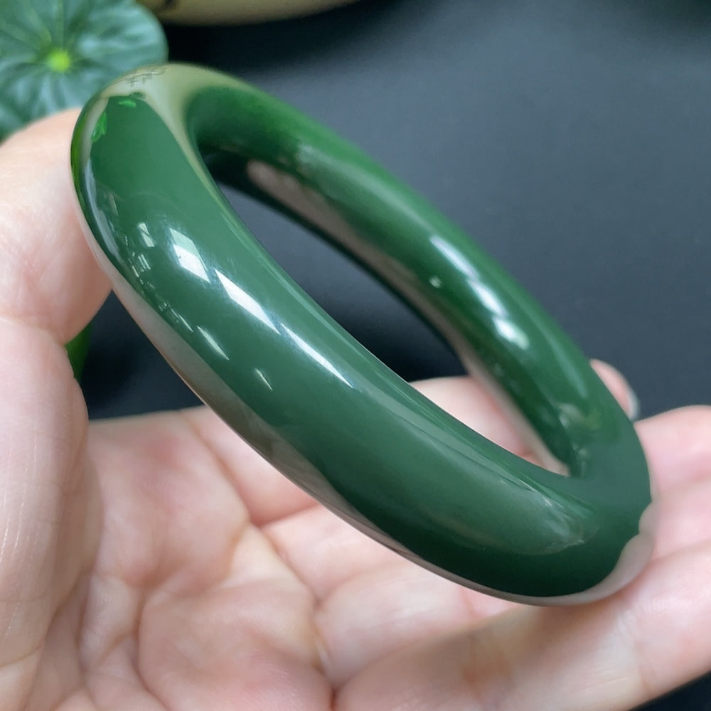 Hetian Jade Green Jade Round Bangle