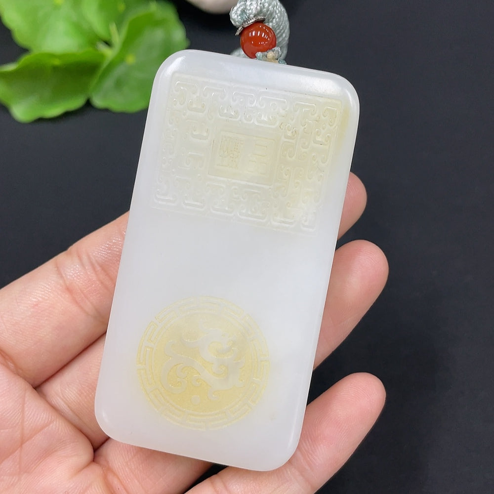 Hetian Jade Pendant Amitabha Buddha Total Weight (Including Rope) Approx. 78.4g Undetermined Skin Color Origin