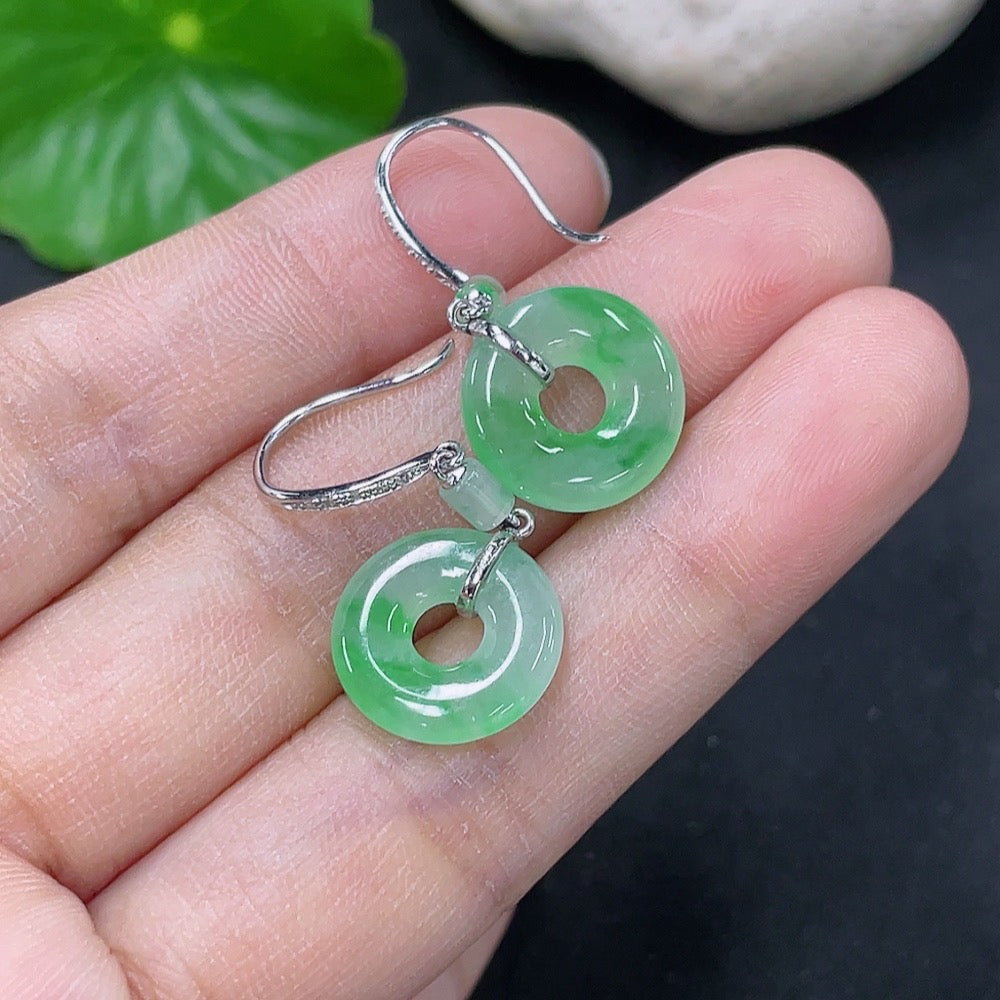 Jadeite Earrings Set in 18k Gold with Diamond Accents