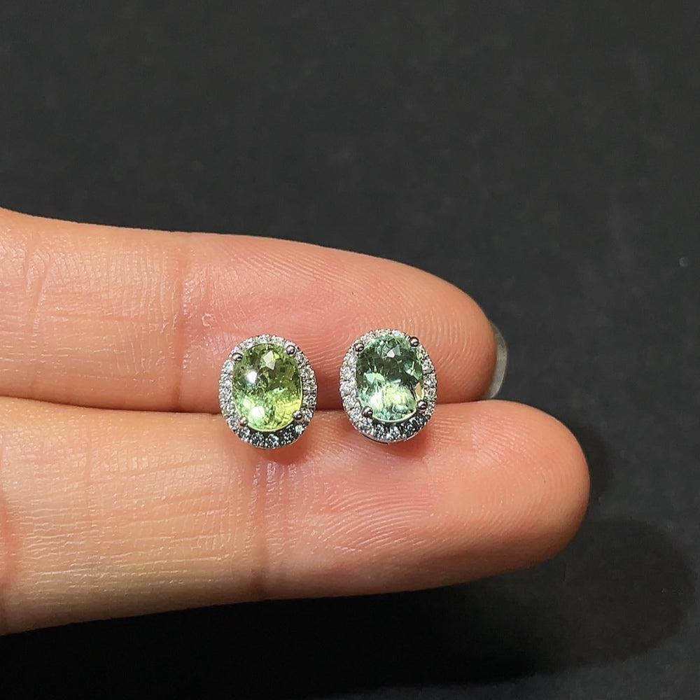 Tourmaline Earrings with Diamond Accents, 18K Gold