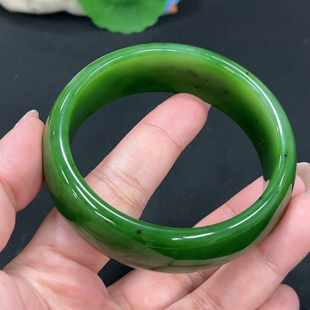 Hetian Jade Jasper Round Bracelet Size 60.2 Total Weight Approx. 81.7g