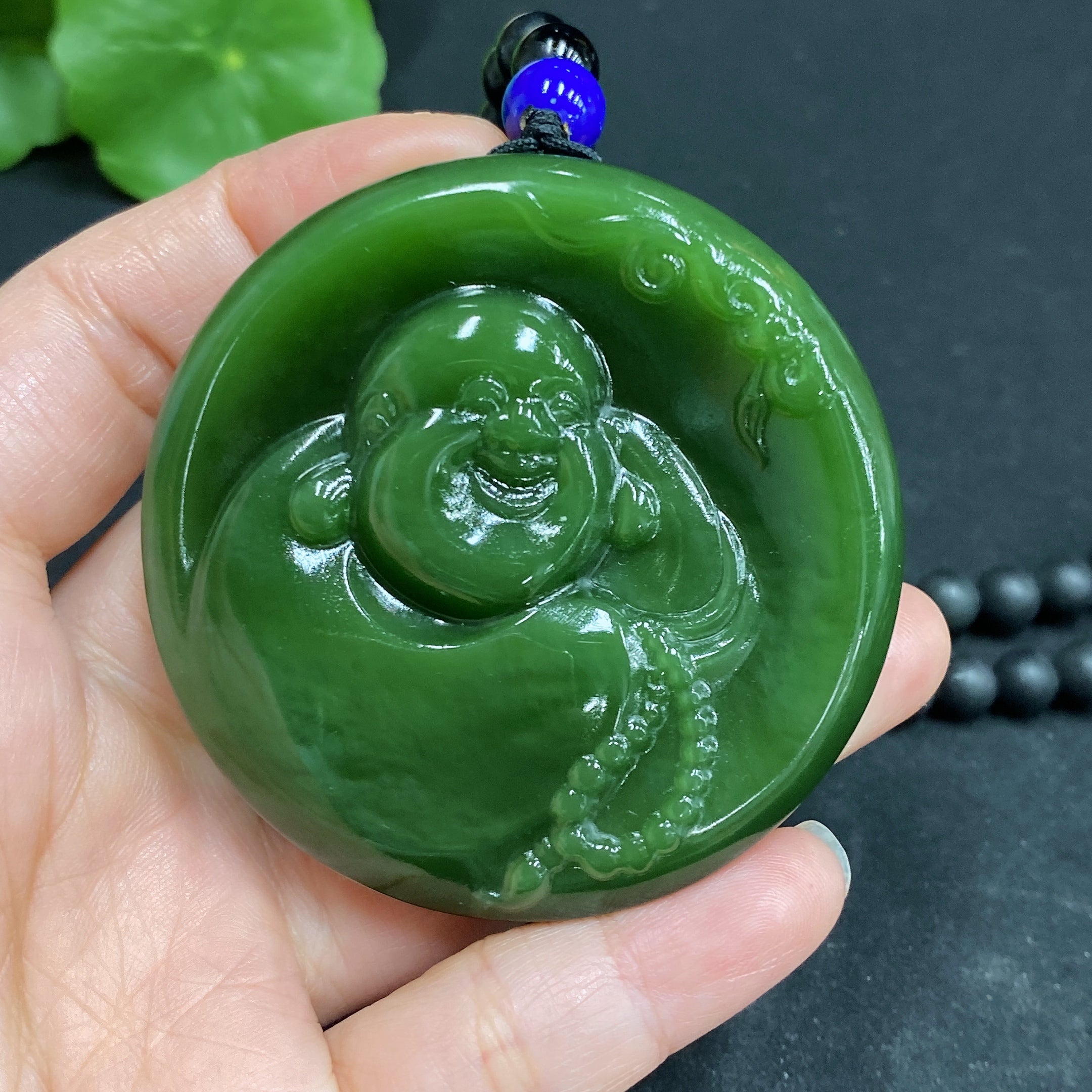 Hetian Jade Pendant - Buddha with Non-Hetian Jade Chain Total Weight Approx. 118.4g (Incl. Chain)