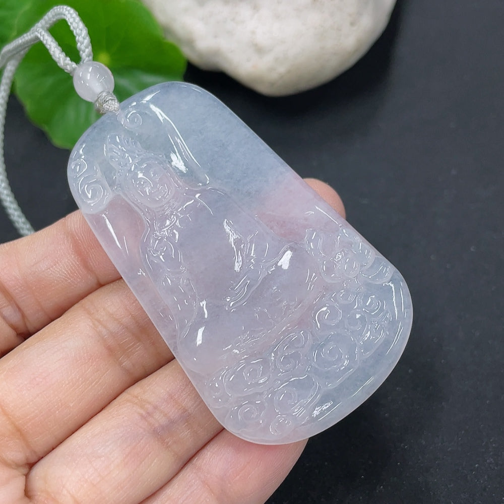 Jadeite Guanyin Pendant Plaque with Non-Type A Beads