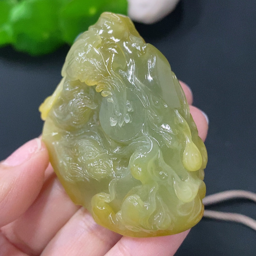Jadeite Pendant Phoenix Total Weight: approx. 81g (including rope) Color origin undetermined