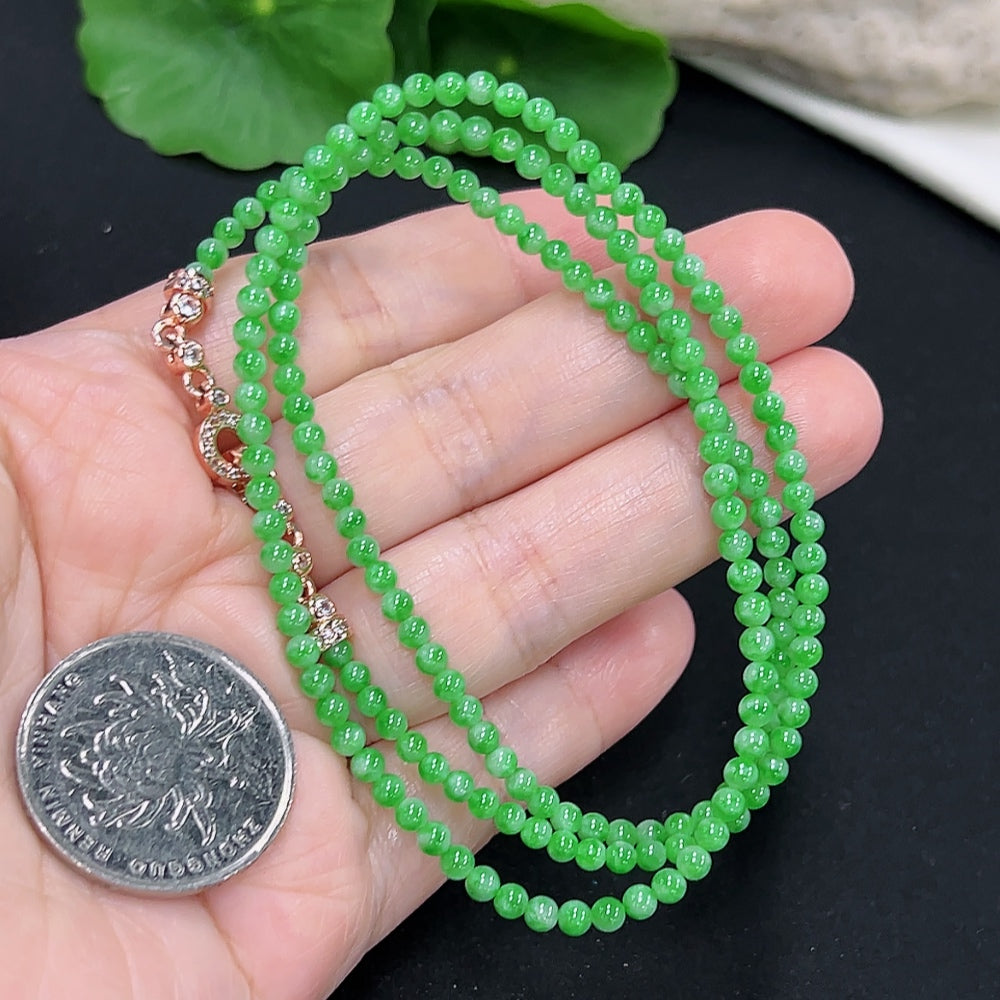 Jadeite Bead Necklace Approx. 3.2mm (Non-Gold Inlaid)