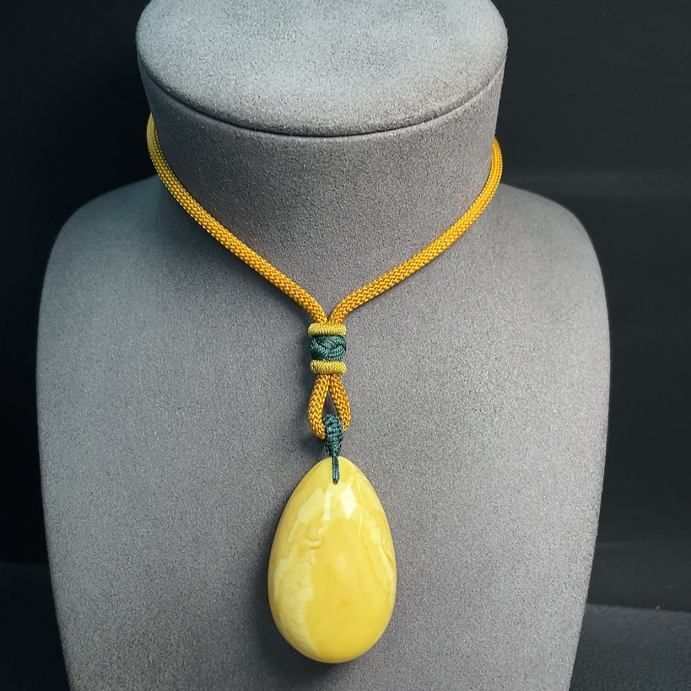 Amber Beeswax Pendant . Including Rope | Huiliu Certified
