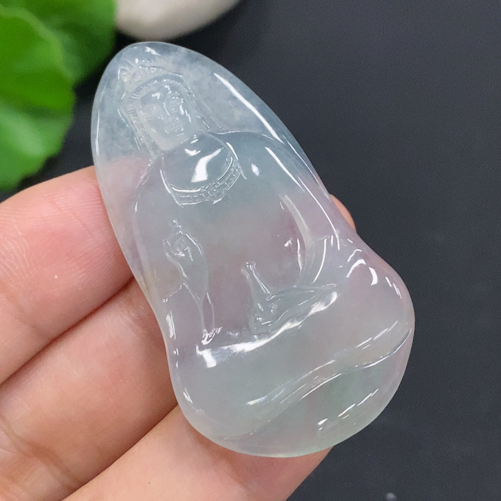 Jadeite Guanyin Inlaid Piece Total Weight Approximately 9.6g