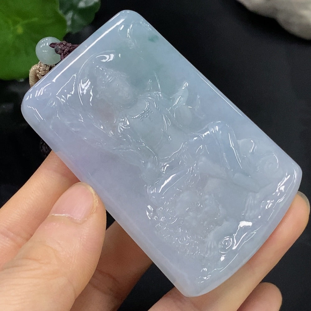 Jadeite Manjushri Bodhisattva Pendant Approximately (Including Rope Weight) | Huiliu Certified