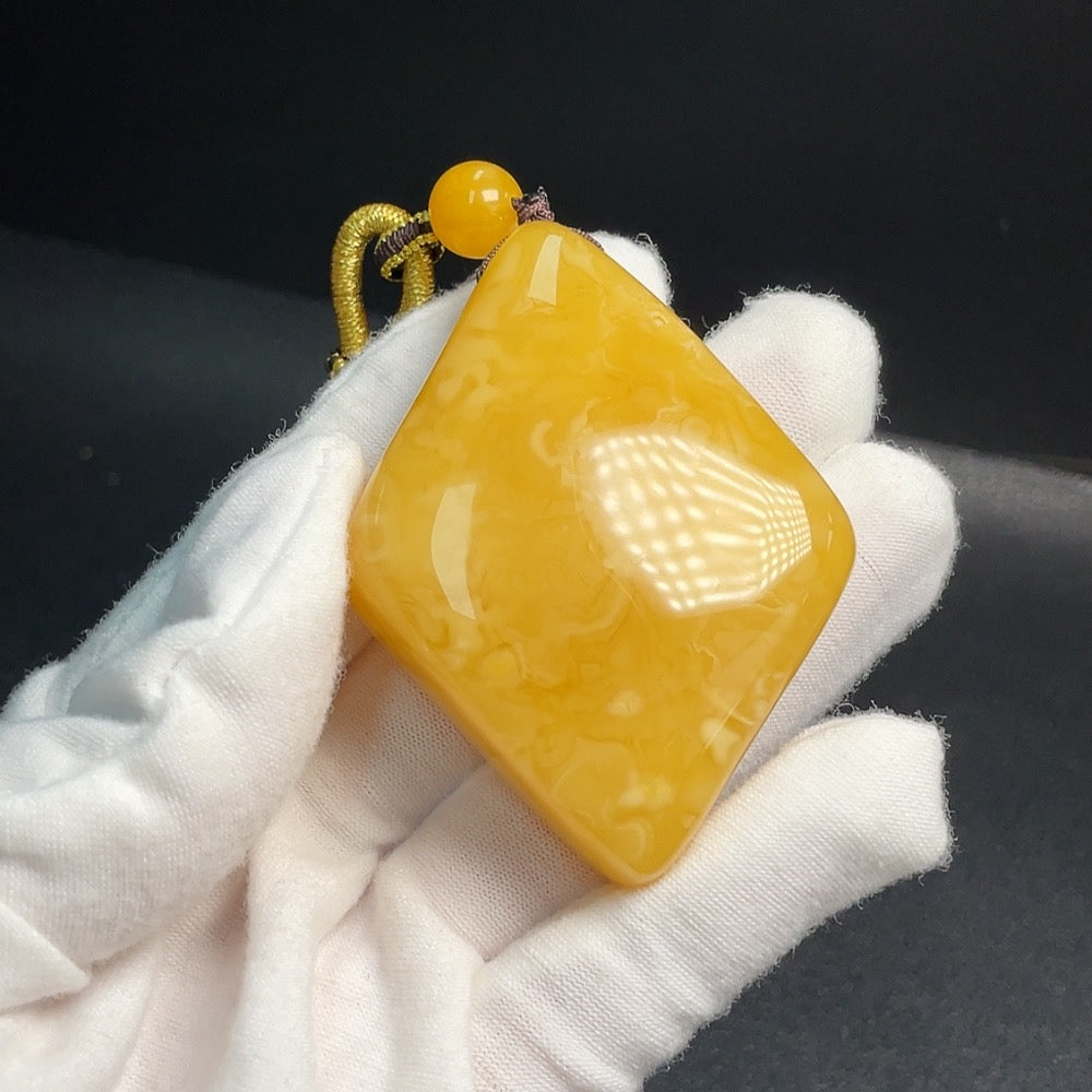 Amber Beeswax Pendant . with Rope | Huiliu Certified