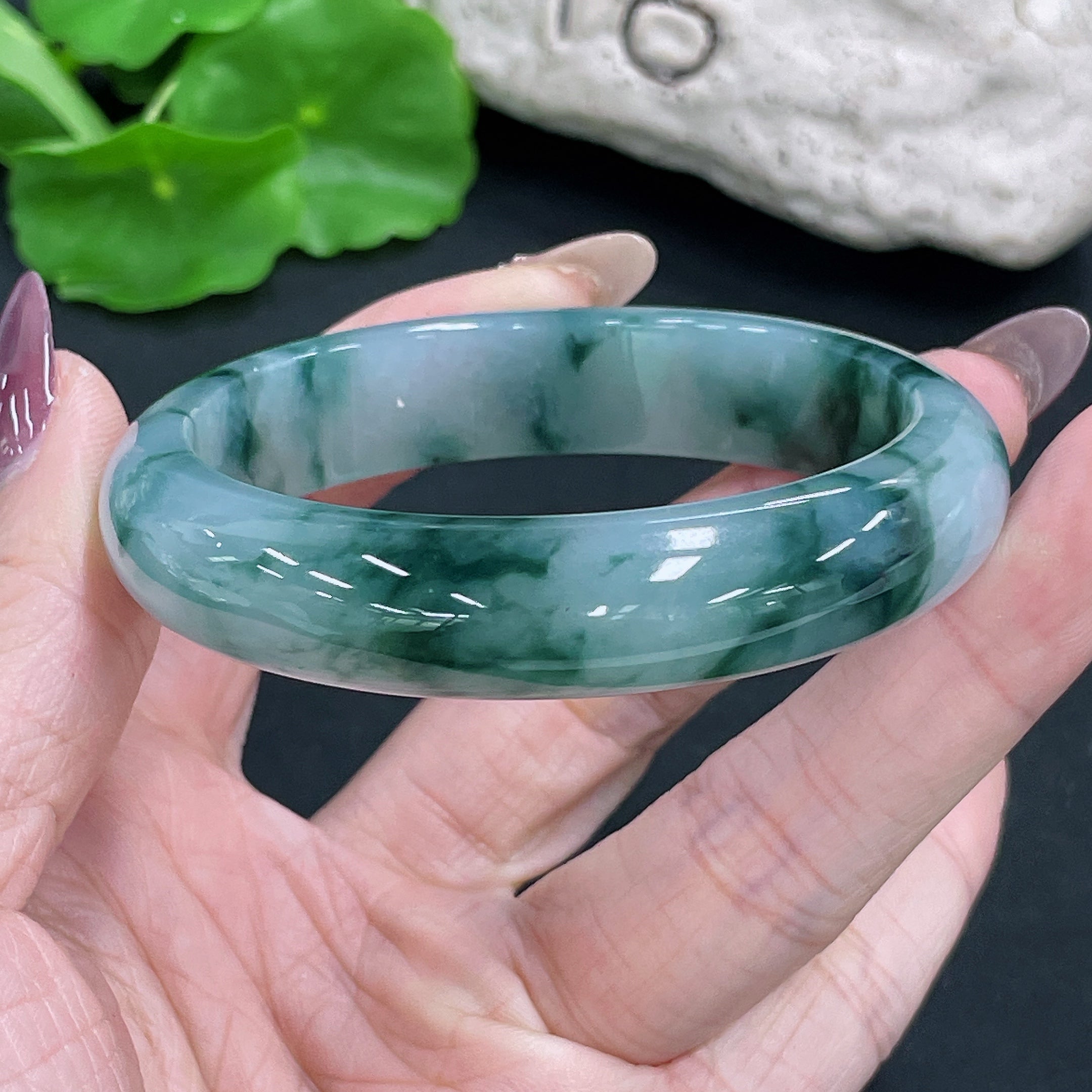 Jadeite Round Bracelet, Total Weight Approx. 51.95g, Size 55.7