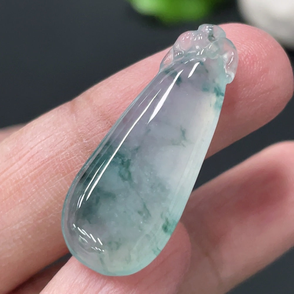 Jadeite Auspicious Gourd Pendant, Total Weight Approx. 3.78g