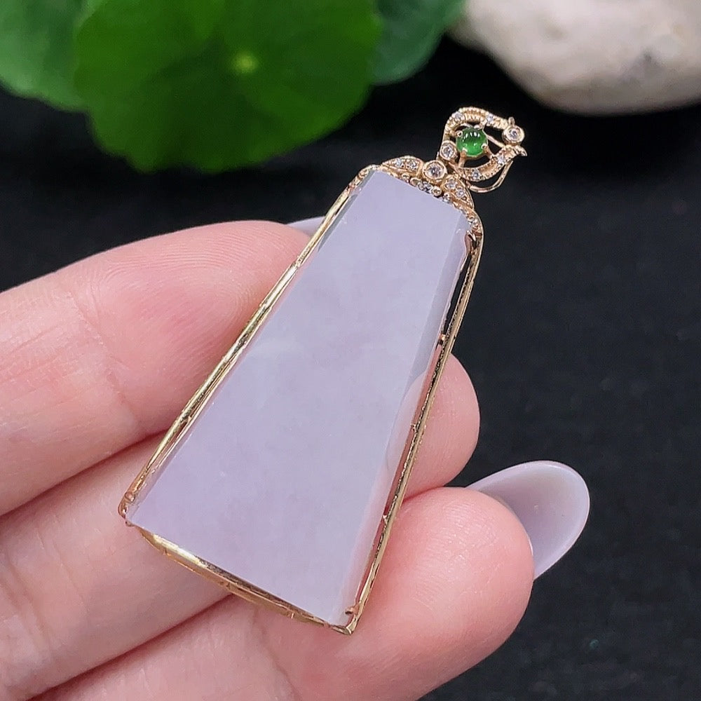 Jadeite Inlaid Pendant . (with minimum accent diamonds only) | Huiliu Certified