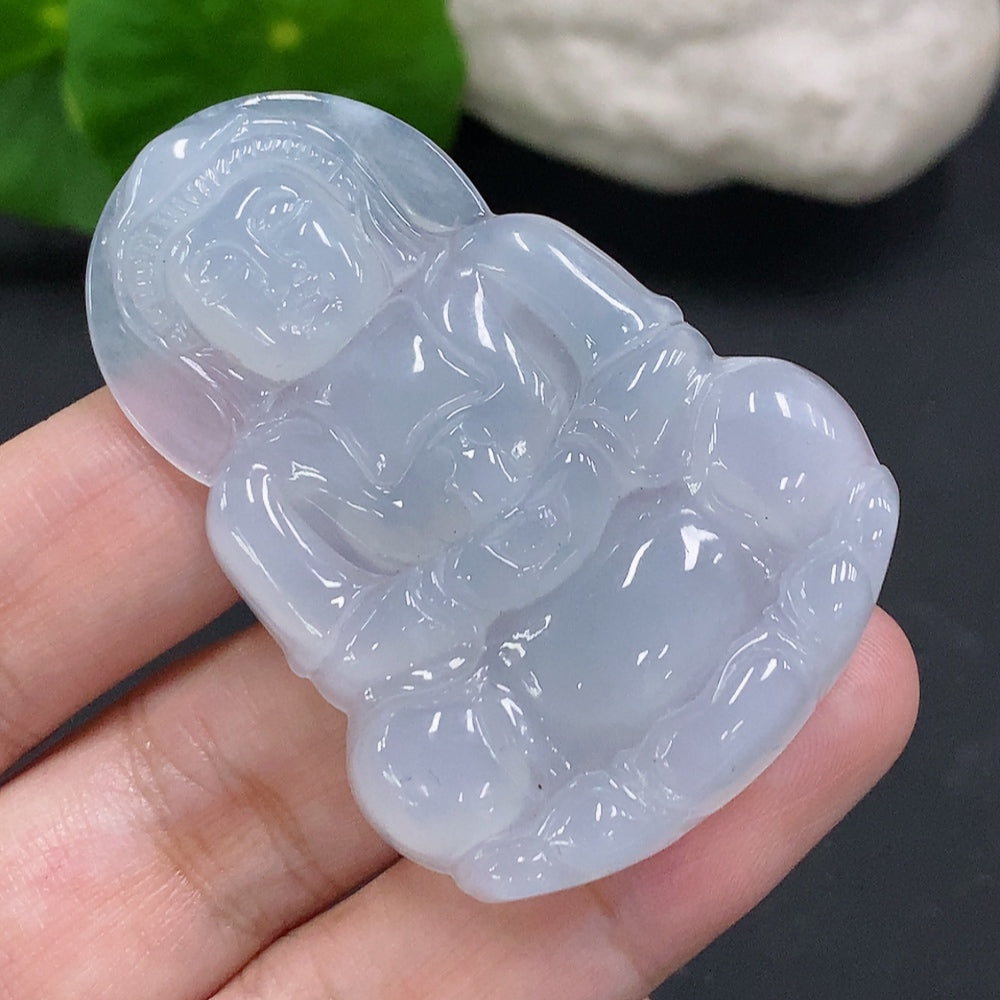 Huiliu Jadeite Guanyin pendant featuring detailed carving, made from high-quality jade, certified by Huiliu HQ.