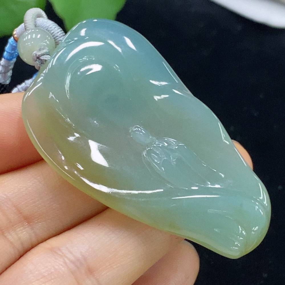 Jadeite Formless Pendant in rich green jade, crafted by HUILIU HQ, showcasing a smooth, shape-free design.