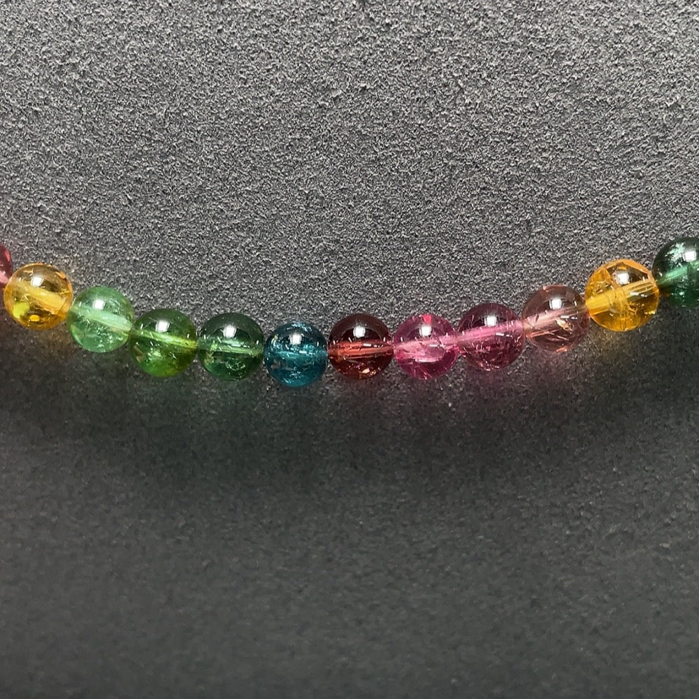 Tourmaline Bead Strand, Visible Organic Matter