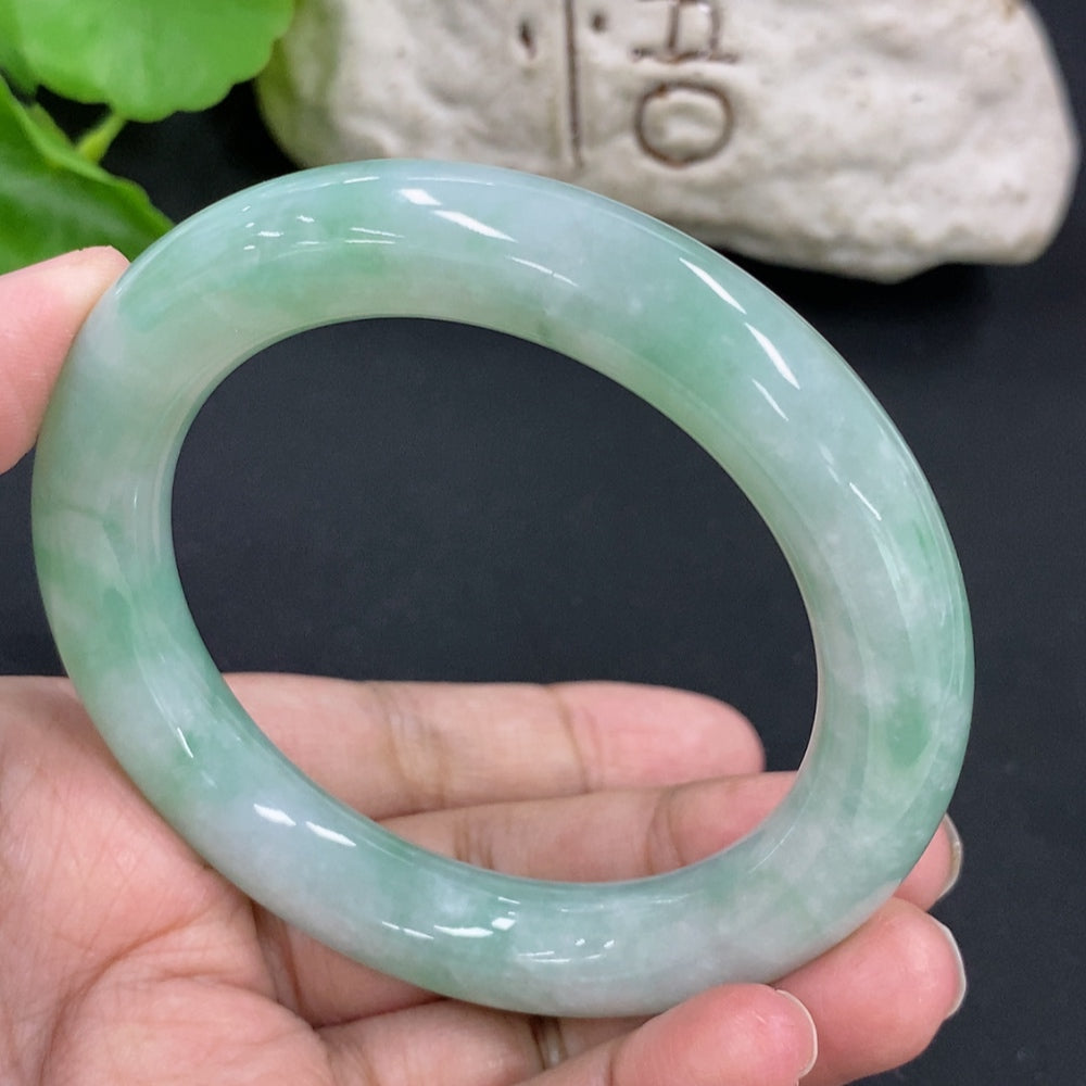 Jadeite Round Bangle, Total Weight Approx. 71g, Size 55.8
