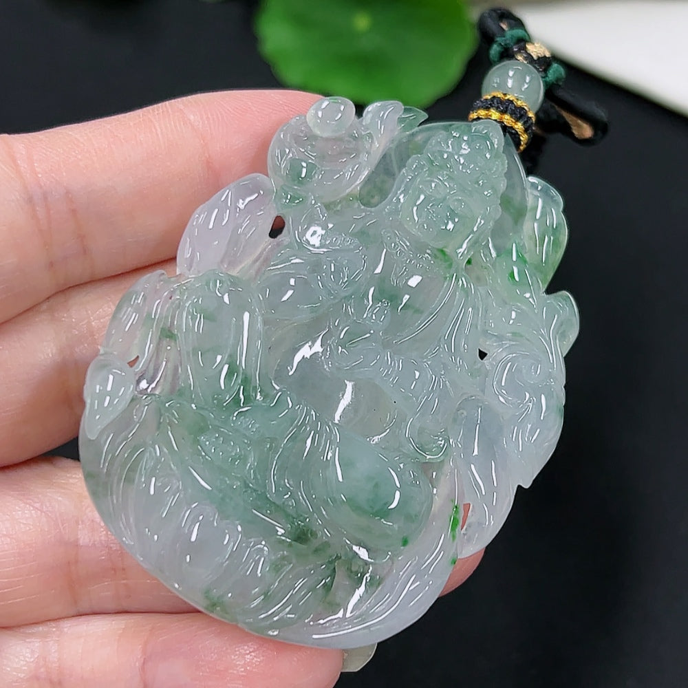 Jadeite Guanyin Pendant (including rope weight)