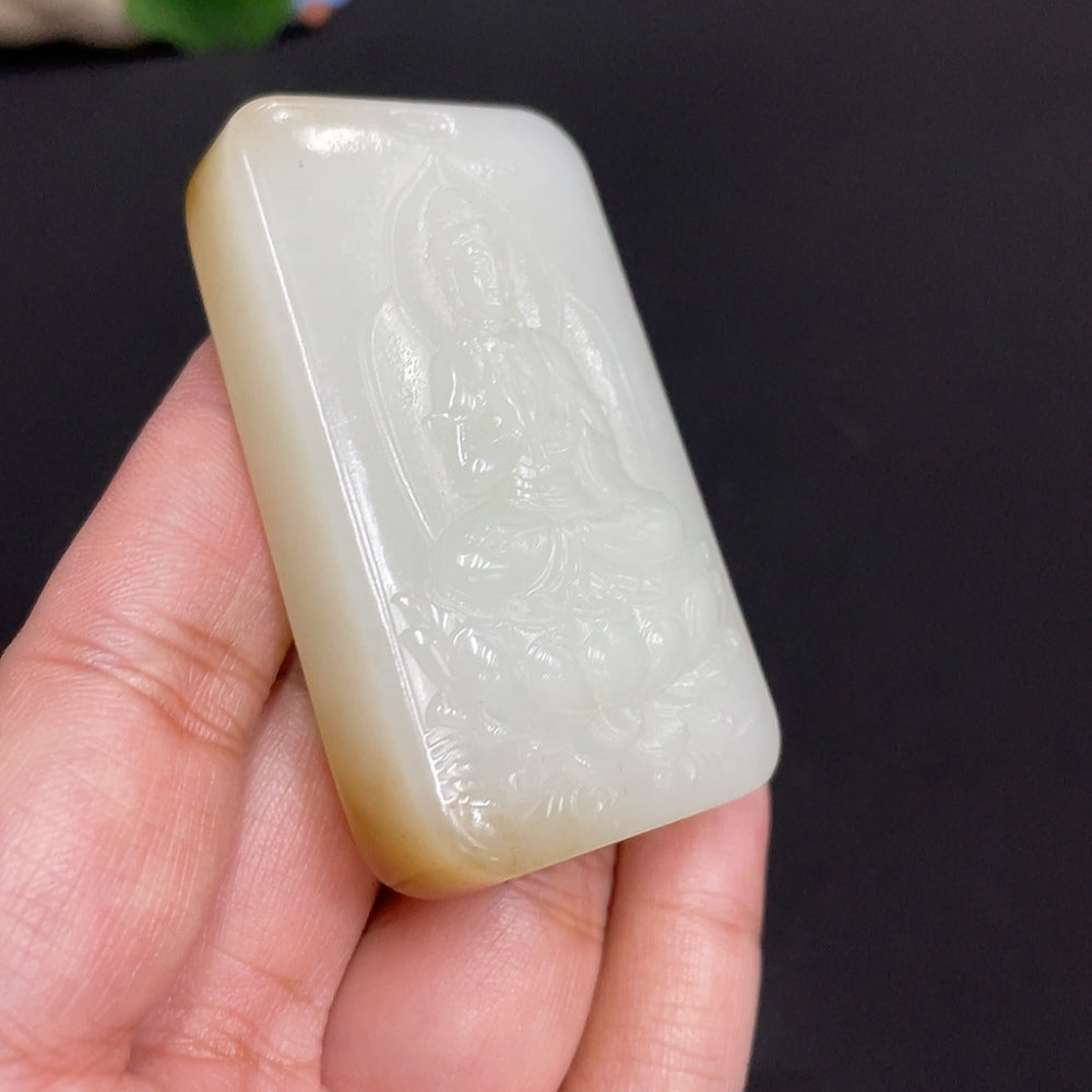 Hetian Jade Pendant Guanyin Total Weight Approx. 75.6g