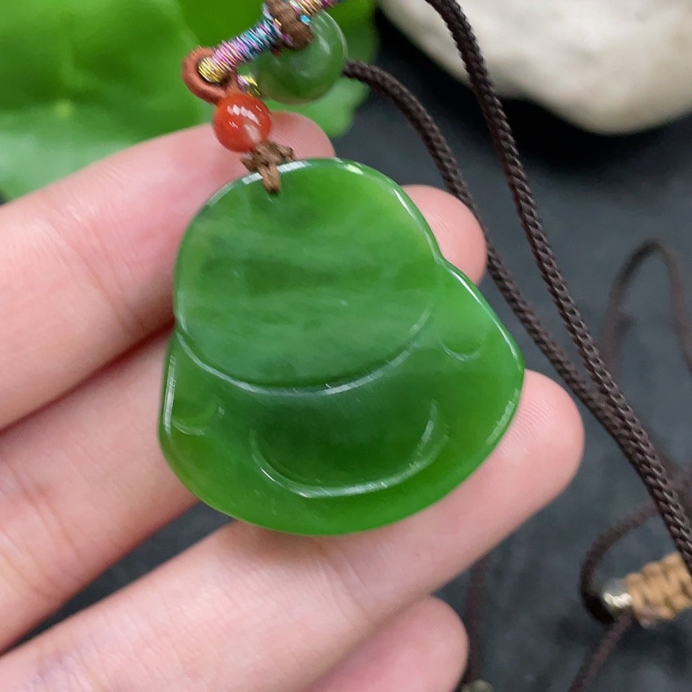 Hetian Jade Pendant Buddha Total Weight (with rope) 15.8g