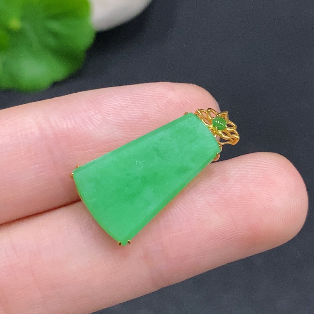Jadeite Plain Pendant Necklace 18K Gold Total Weight Approx.1.9g