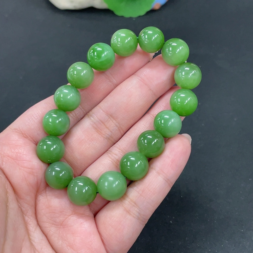Hetian Jade Jasper Bracelet, approx. 12.2mm beads, total weight approx. 41.3g