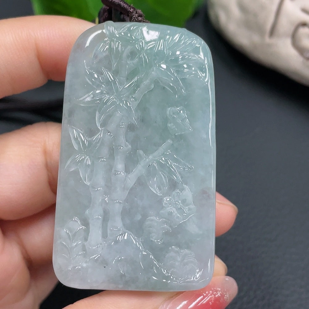 Jadeite Pendant Bamboo Joint, Non-Grade A Matching Stones, Total Weight 47.437g