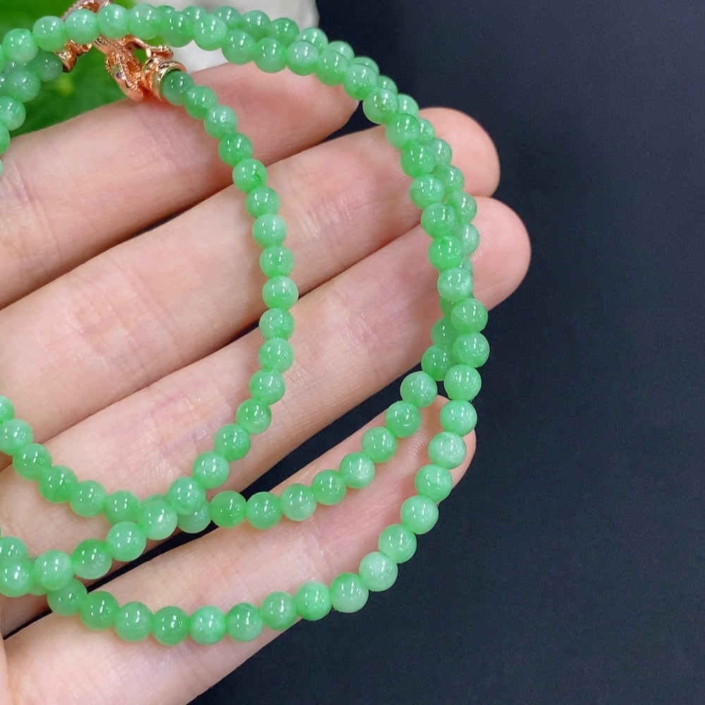 Jadeite Bead Necklace Non-Gold Total Weight Approximately 17g Size About 3.8mm