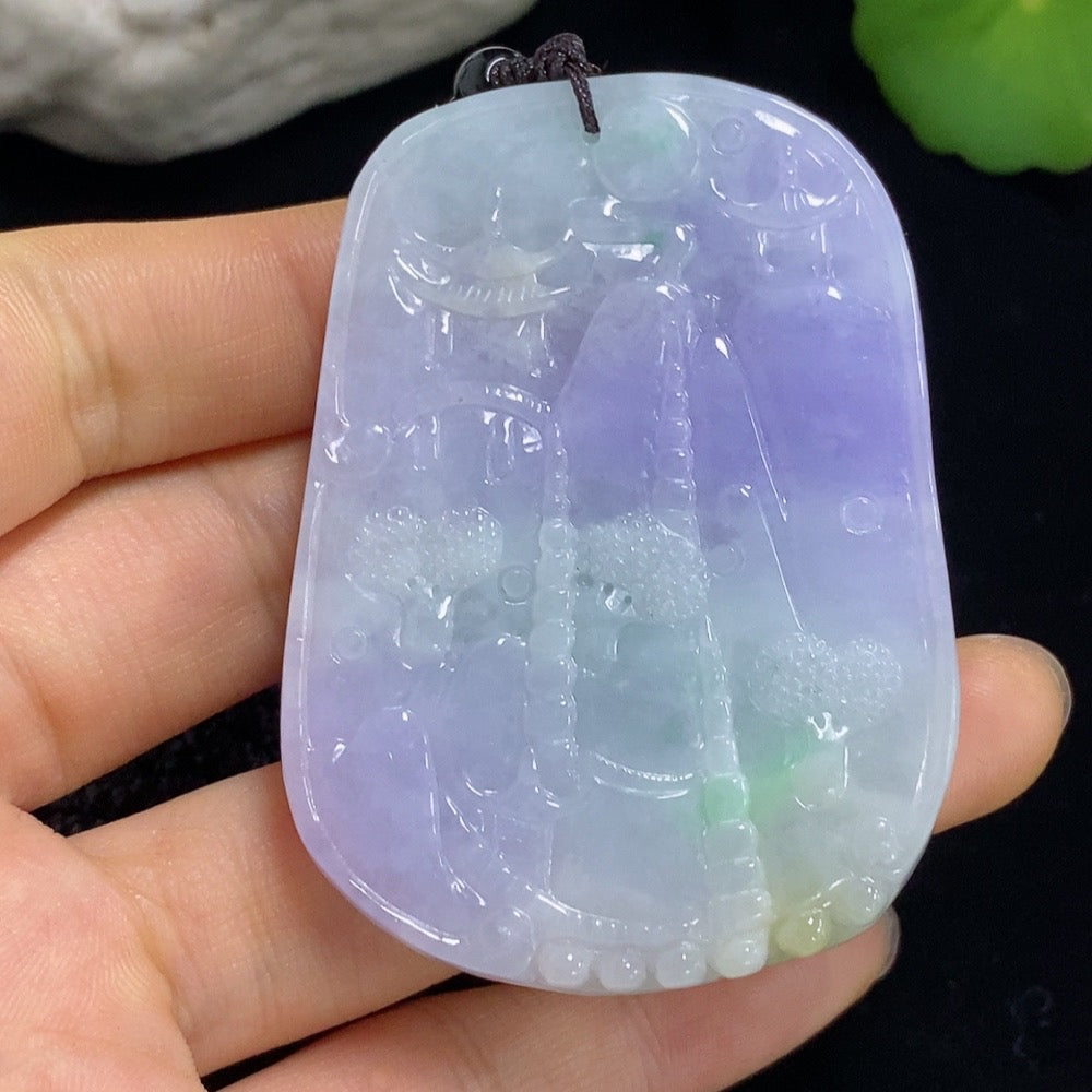 Jadeite Landscape Pendant (Including Cord Weight)