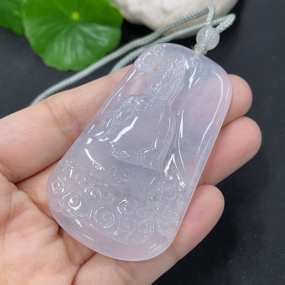 Jadeite Guanyin Pendant Plaque with Non-Type A Beads