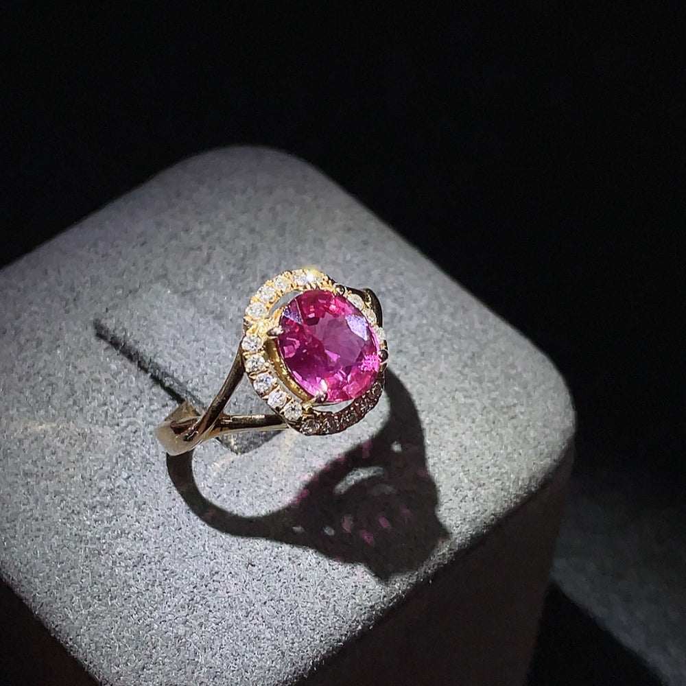 18K sapphire and diamond accent ring by HUILIU HQ, size 14, showcasing a vibrant sapphire center with sparkling diamond details.
