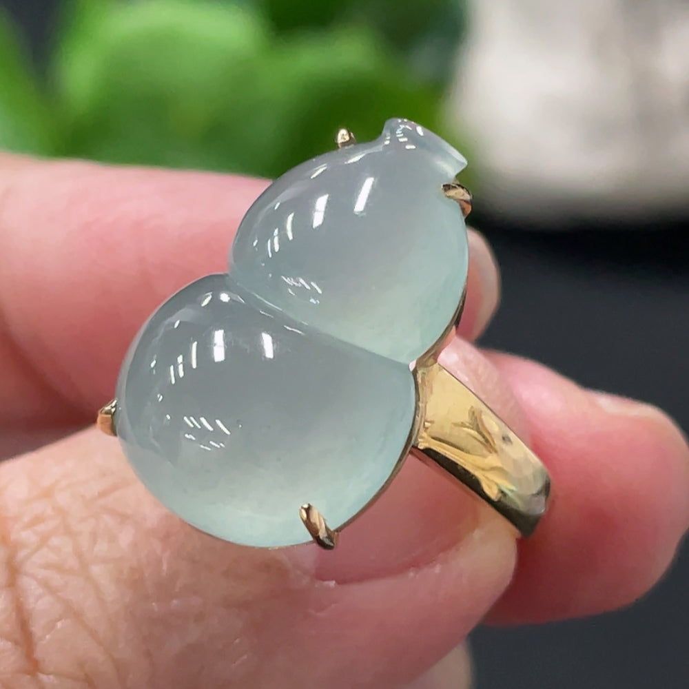 Jadeite Gourd Inlaid Ring Setting . | Huiliu Certified