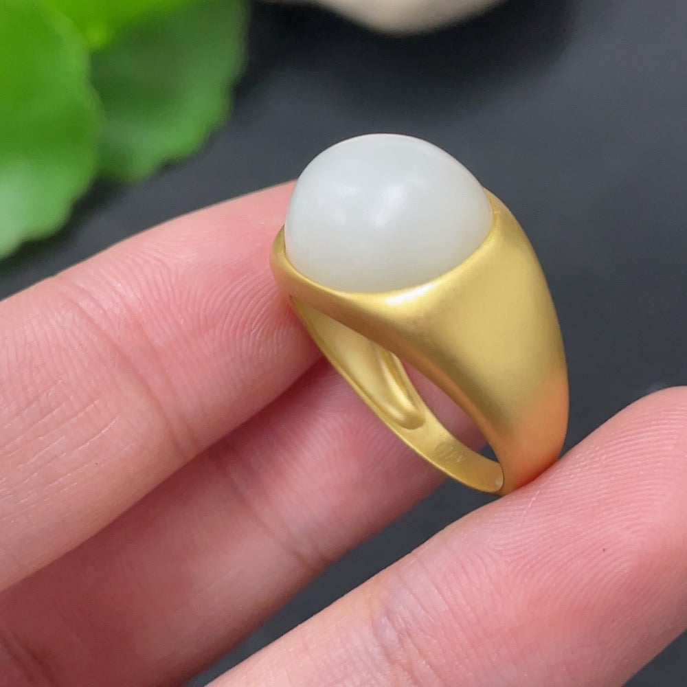 Hetian Jade Inlaid Ring . | Huiliu Certified