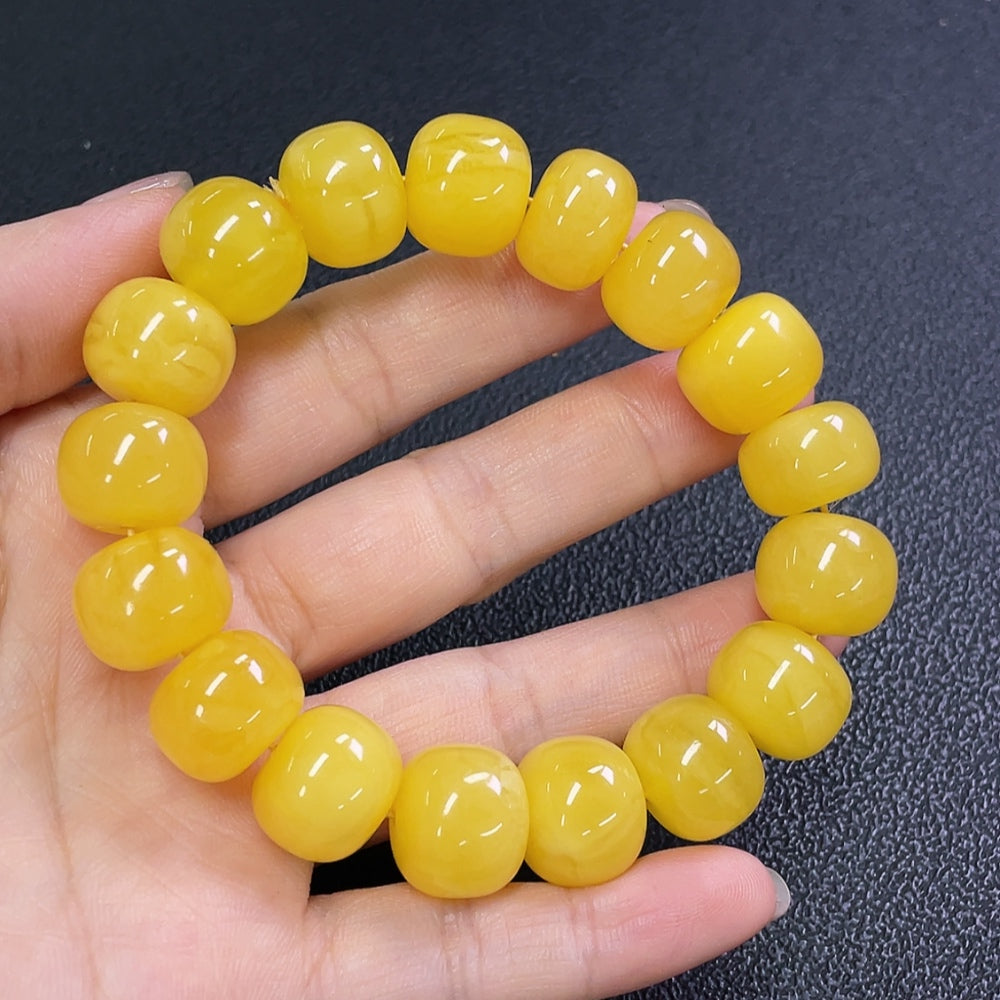 Amber Beeswax Bracelet Total Weight Approx. 28.18g Size About 14.3mm