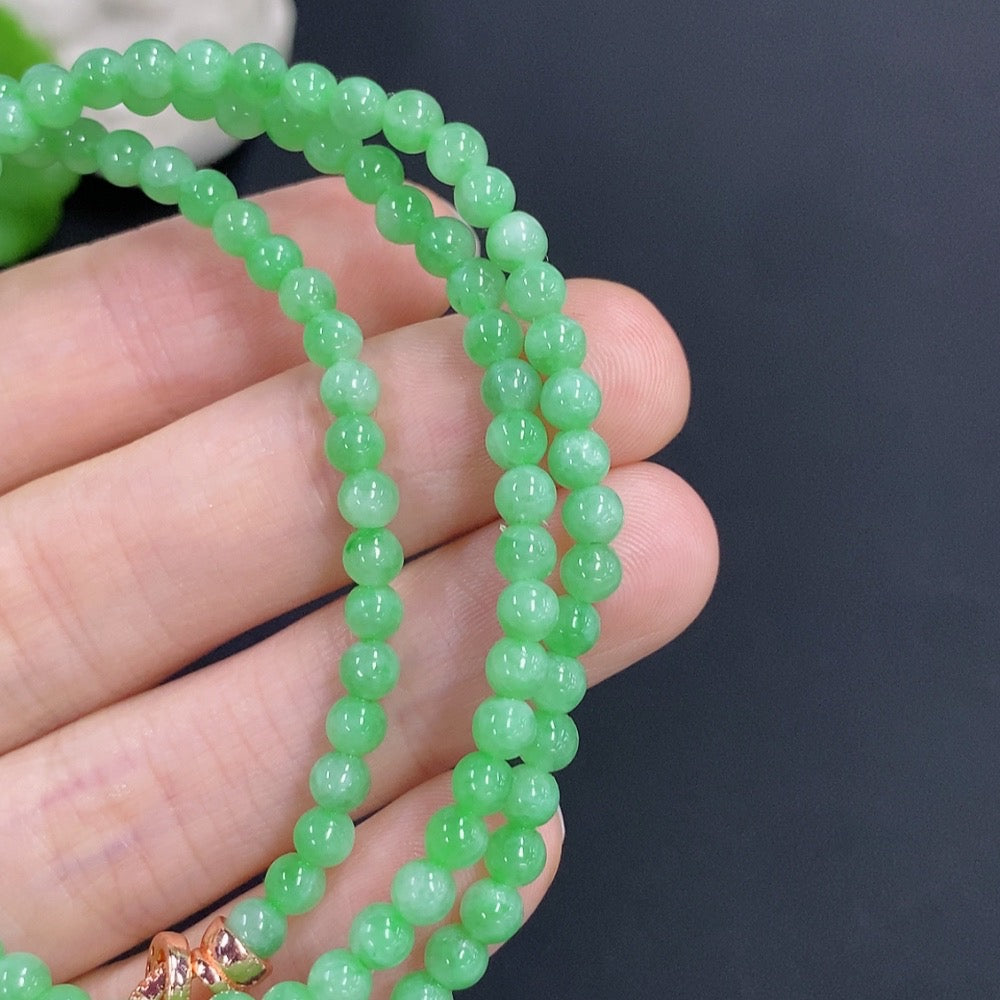 Jadeite Bead Necklace Non-Gold Total Weight Approximately 17g Size About 3.8mm