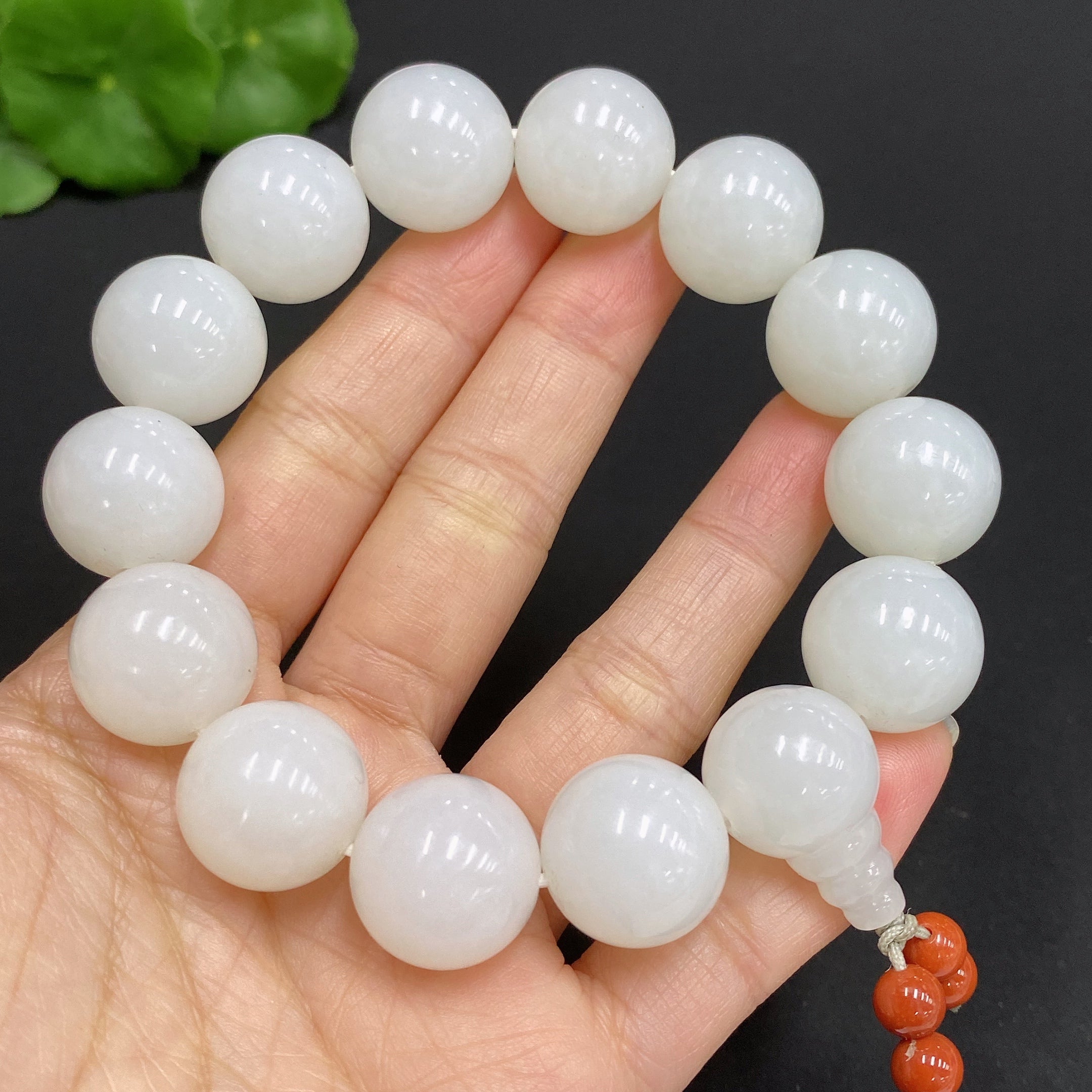 Hetian Jade Bracelet 15.7mm . with non-Hetian Jade beads | Huiliu Certified