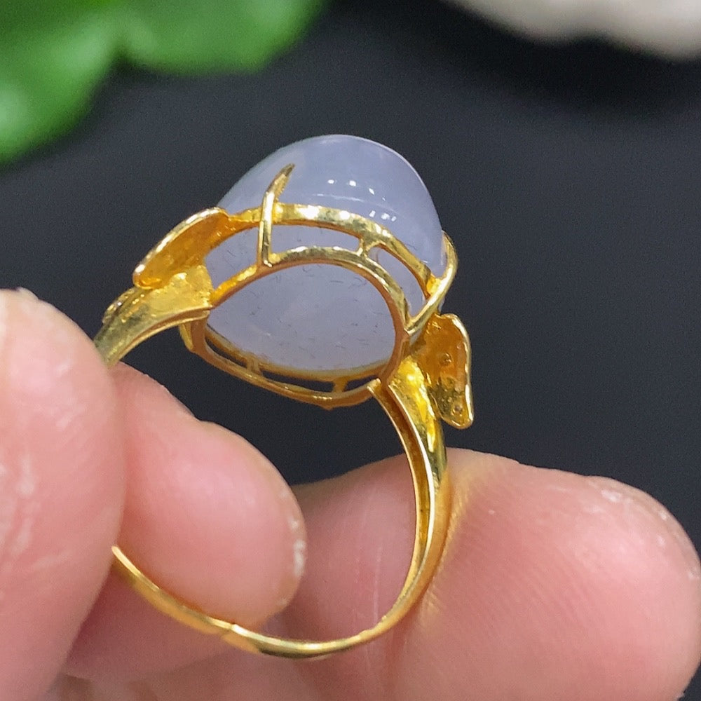 Jadeite Cabochon Ring 73% Gold Total Weight Approx. 4.2g Size 11 Diamond Accented