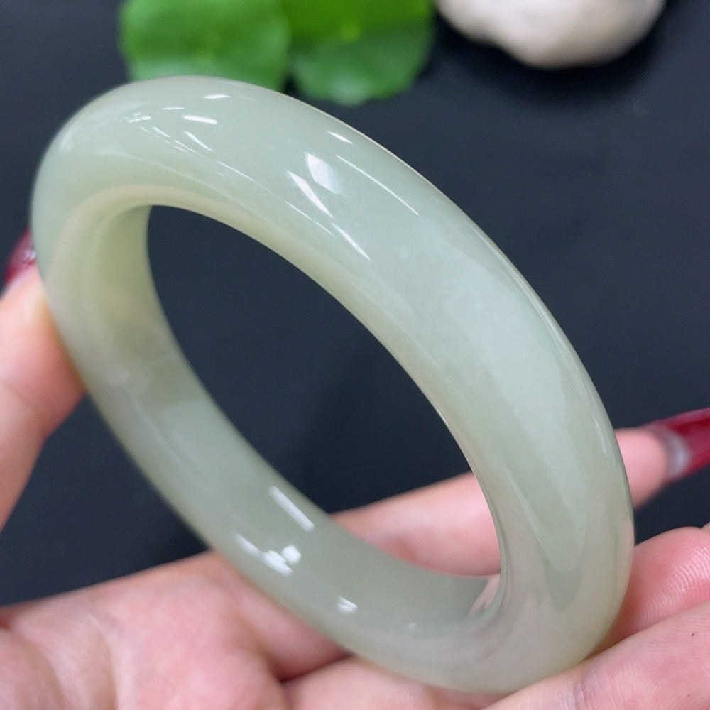 Hetian Jade Round Bracelet Size 58 Total Weight About 76.9g