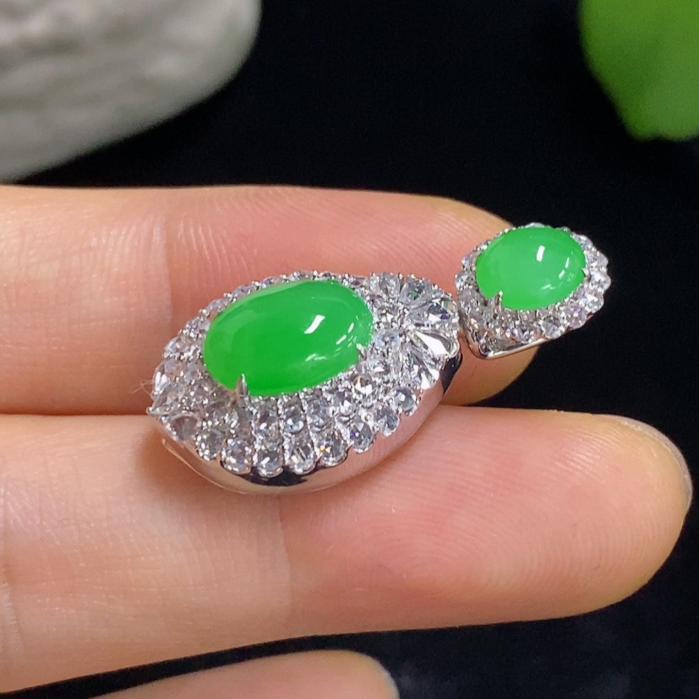 Jadeite Cabochon Pendant with 18k Gold and Diamond Accents