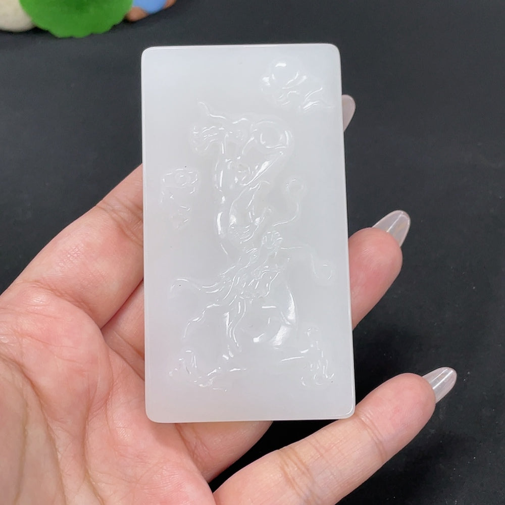 Hetian Jade Pendant Dragon Plaque . | Huiliu Certified