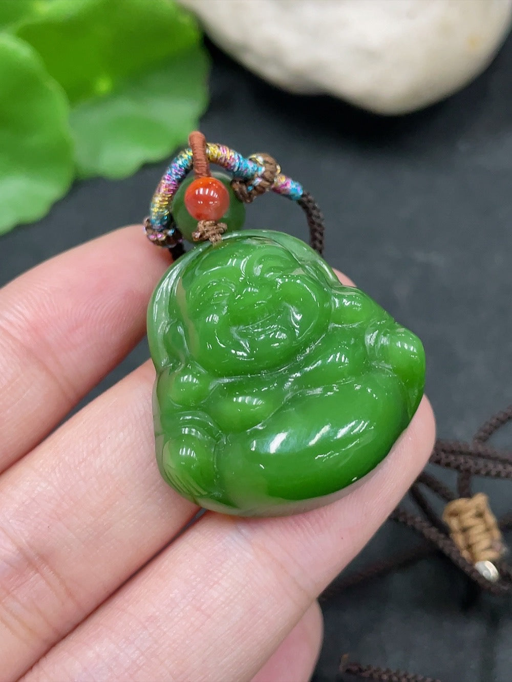 Hetian Jade Pendant Buddha (with rope) | Huiliu Certified
